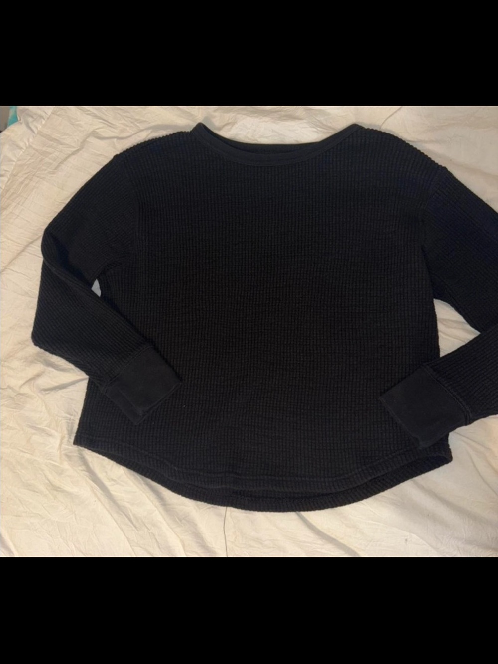 GAP Black Waffle Knit Crewneck Sweater